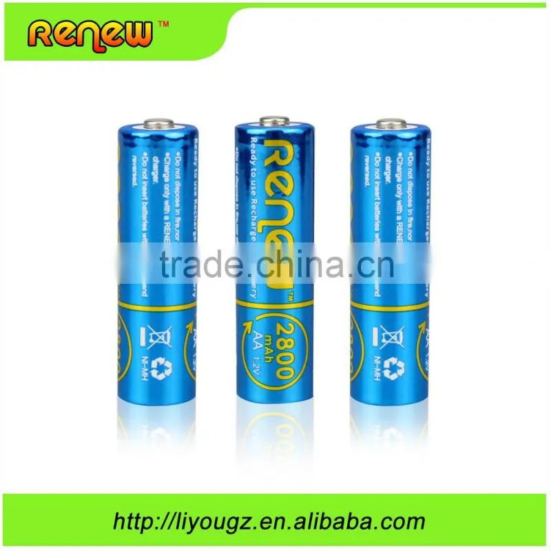 HOT!!! RENEW brand ready to use AA 2800mAh rechargeable batteries for toys . remote. camera