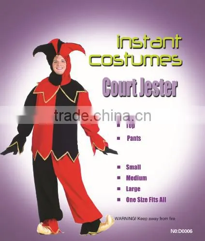 Fashion scary court jester dress men halloween clothes costume