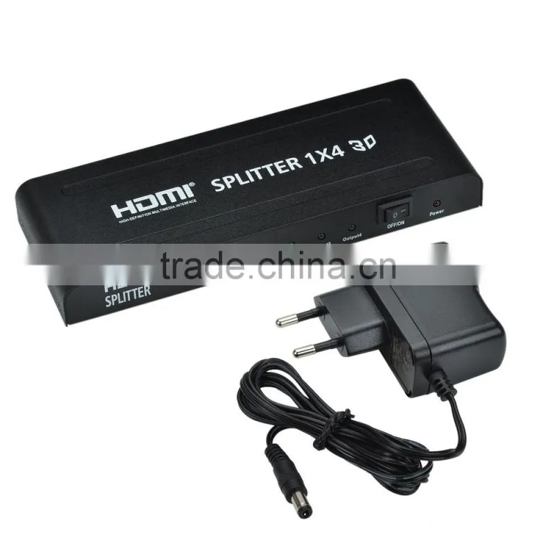 CHEERLINK 1080P Full HD / 3D HDMI V1.3 Splitter 1in 4 out - Black