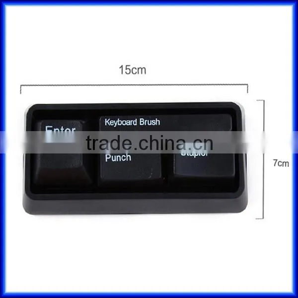 Money saving 3 in 1 multifuntional keyboard office stationery, useful brush stapler paper punch office stationery
