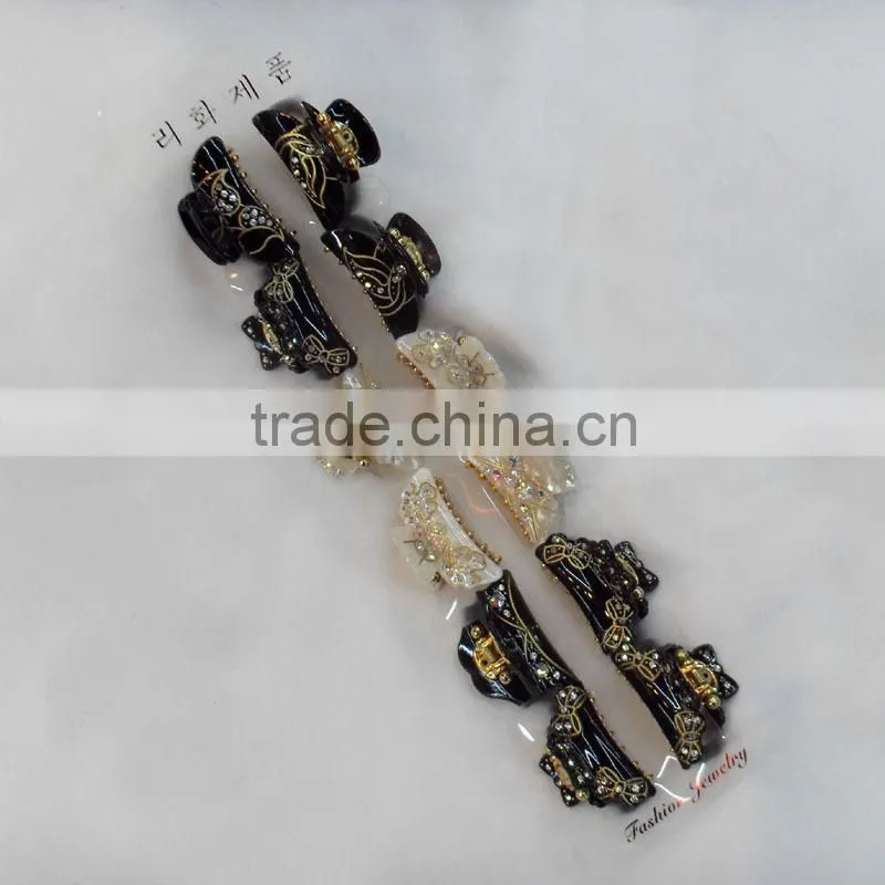 new design bright-colored diamante plastic baby hair claw clips missluv