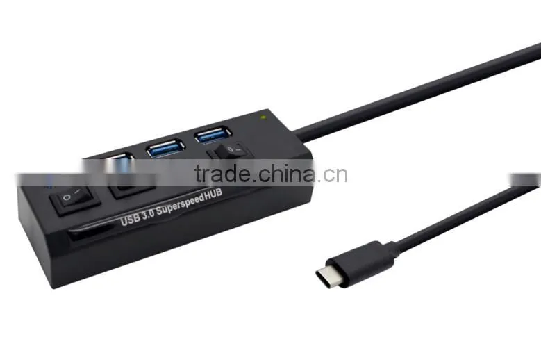 USB 3.1 Type-C USB-C Hub Type-C USB3.1 Hub 7 port USB 3.0 with Individual Switch and Indicator Light