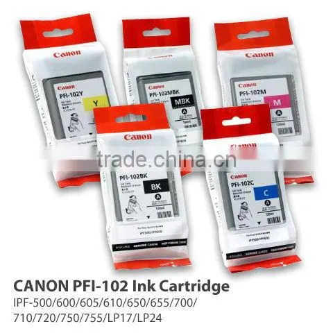 original PFI-102 Ink Cartridge for Printer iPF-500/600/605/610/650/655/700/710/720/750/755/LP17/LP24