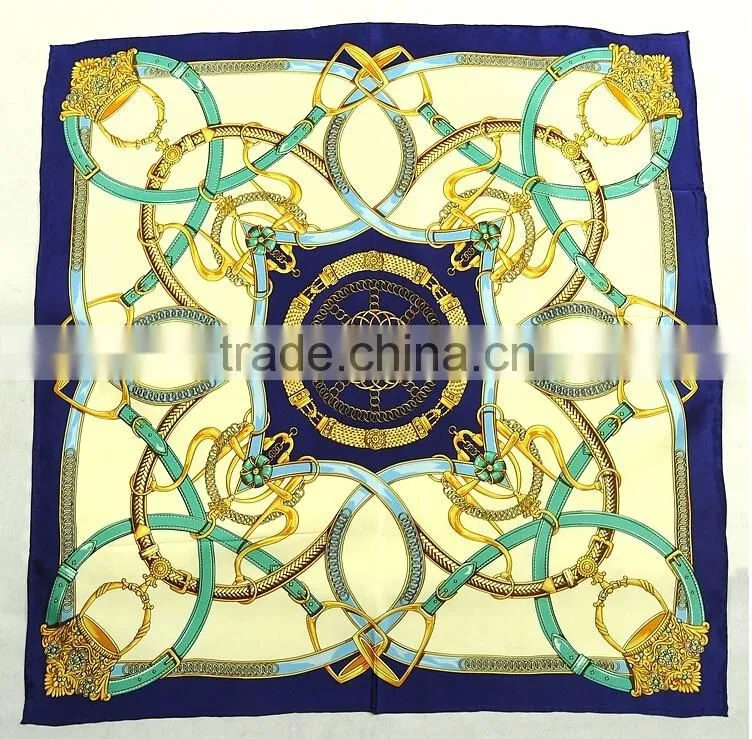 Brand like scarf 100% silk charmeuse digital printed square silk scarves 90x90cm
