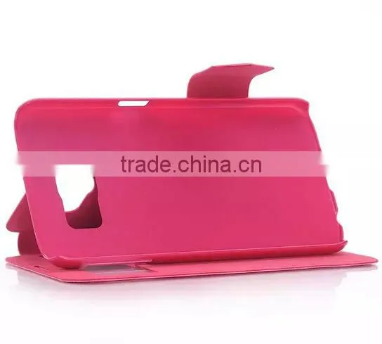Factory Wholesale Flip Stand Window PU Leather Case For Samsung Galaxy S6
