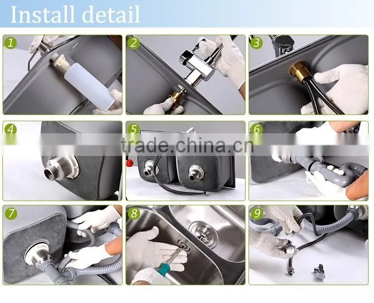 SC-108 Kitchenware with drainer heat handmade stainless steel sink table