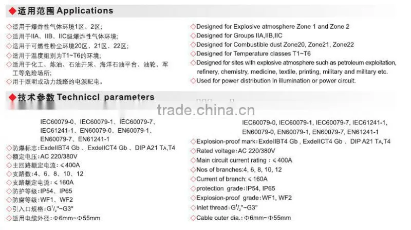 BXM(D)51 IIB Explosion proof distribution Exd box 400*650mm