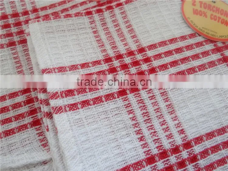 Green & Red waffle dish towel Check tea towel