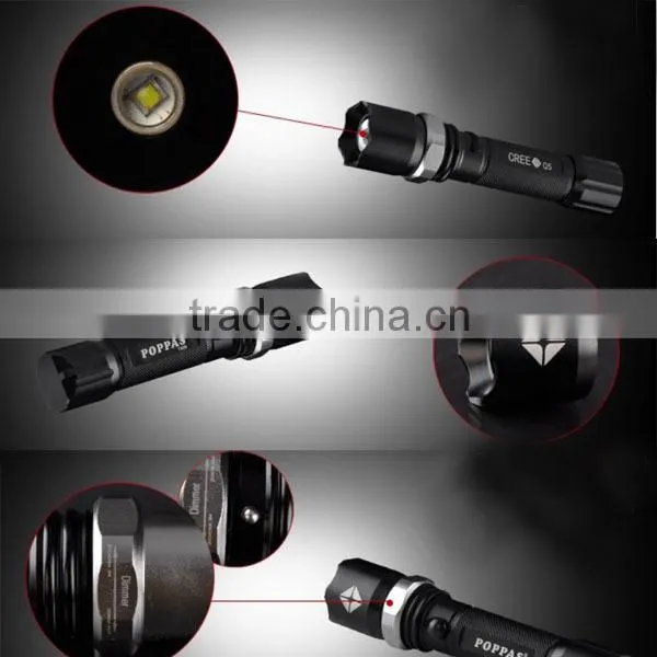 POPPAS T824 Hot sales zoom led flashlight Police Security rechargeable flashlight torch