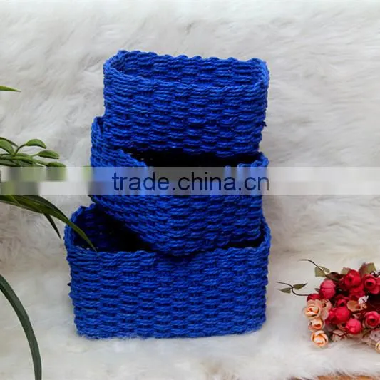 set of 3 cheap wicker baskets, fruit baskets, gift baskets-blue