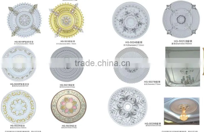 Easy to install high quality factory price pu carved medallion for decorating ceiling