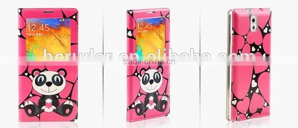 Hot fashion printing leather flip open cover for samsung galaxy note 3