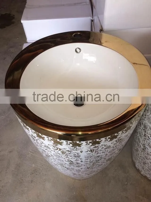 ceramic round wash pedestal basin bathroom big size basin