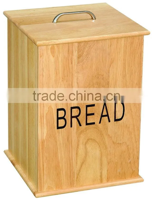 Custom Vertical Wood Bread Storage Bin with Removable Lid and Handle for Bread and Cake Storage