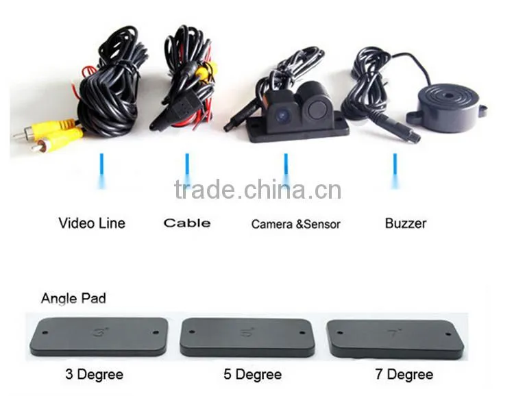 Integrated car rear view camera with visible parking sensor with waterproof car camera