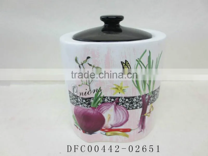 Decorative Ceramic Kitchen Spice Bottle Jar with Yellow Olive Handpaint