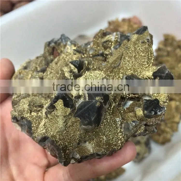 Natural Black Crystal Morion And Chalcopyrite Rough Stones