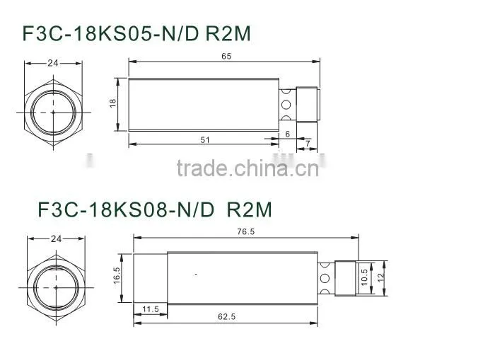 F3C-18 series M18 3-Wires Inductive Proximity Sensors, Connector Type, 360 degrees LED View