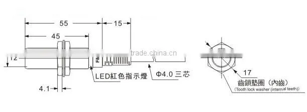 F3C- 12KS02 Series Inductive Sensors, Flush Type, NPN/PNP, NO/NC Offered, 3-Wire, Inductive Proximity Sensor