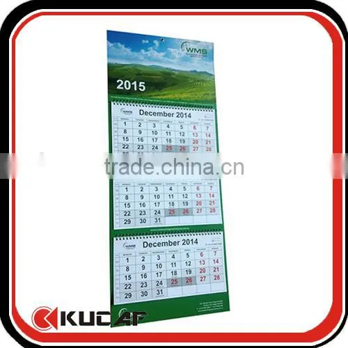 2016 promotion foldable souvenir monthly wall calendar to print