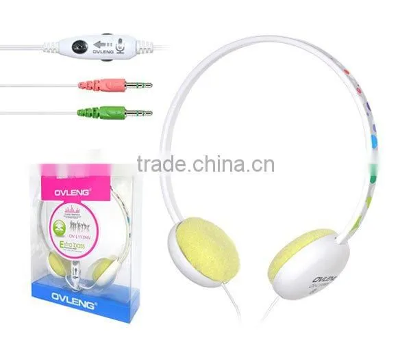 Lightly super high quality colorful PC headphone OV-L112MV with microphone