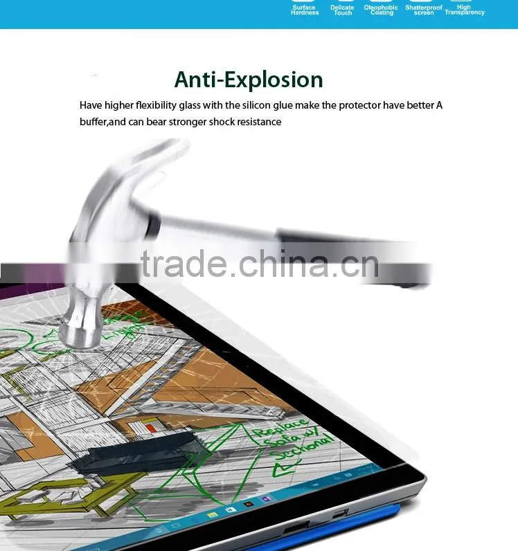 High Quality Tempered Glass Screen Guard for Surface Pro 4 12.3 inch
