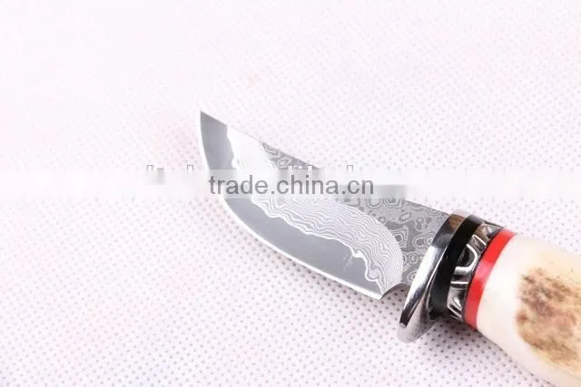OEM Wild Antlers Deer Horn Damascus small collection knife