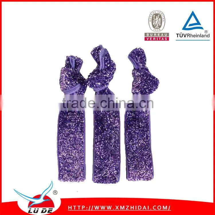 new design glitter elastic ribbon for hair ties/hair tie