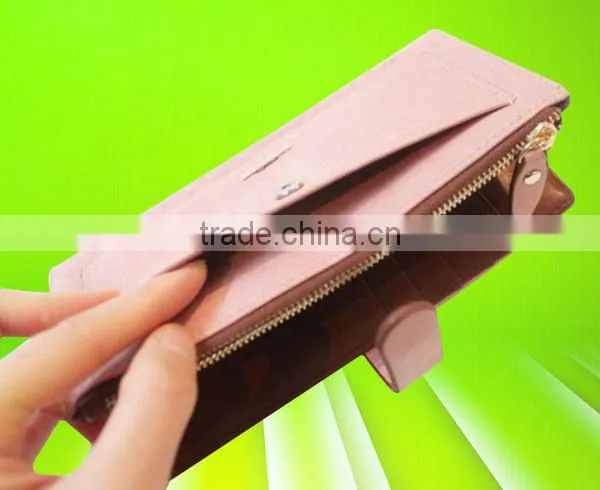 Luxury and fancy hand made ladies clutch leather purse made in China