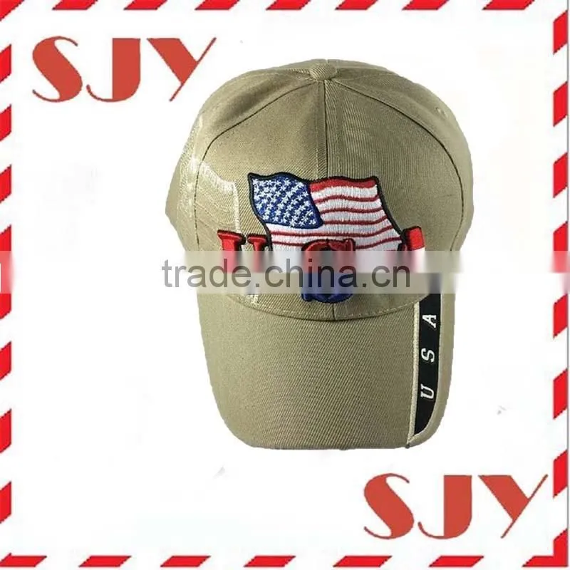 High quality 6 penl USA flag adjsutable baseball cap