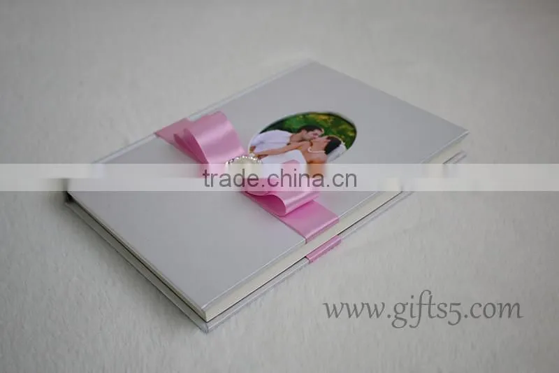 Wedding Guest Books with silk cover and ribbon