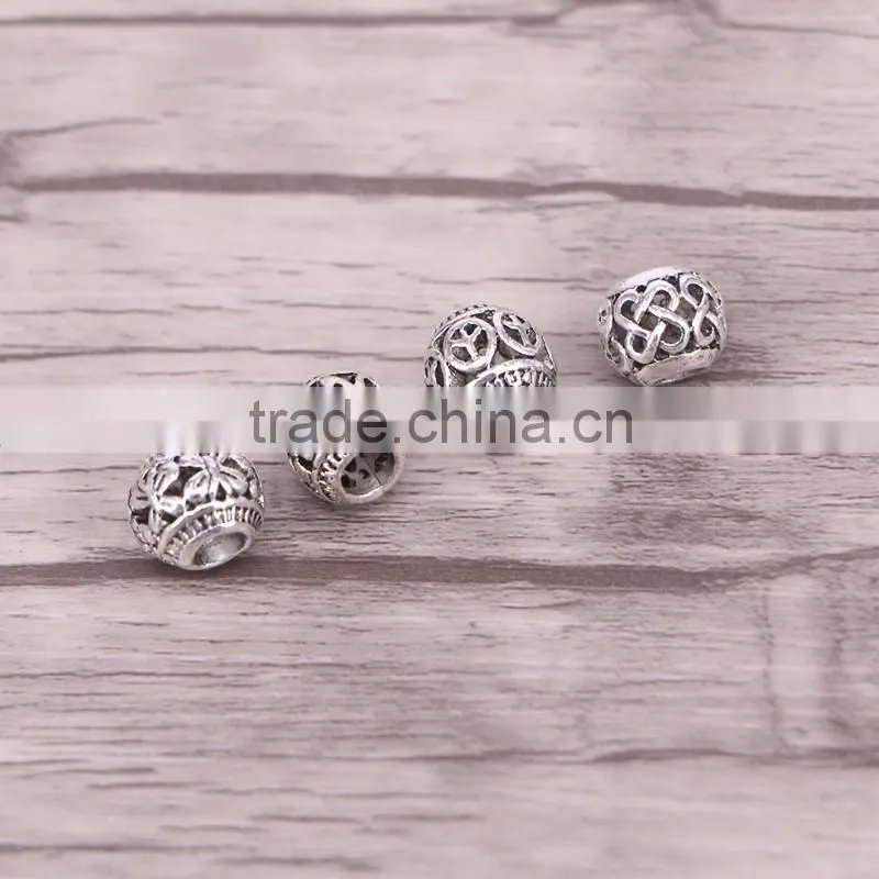 Vintage Big Hole Beads Fit Charms Antique Silver Metal Alloy Mixed Beads Charm for Bracelets