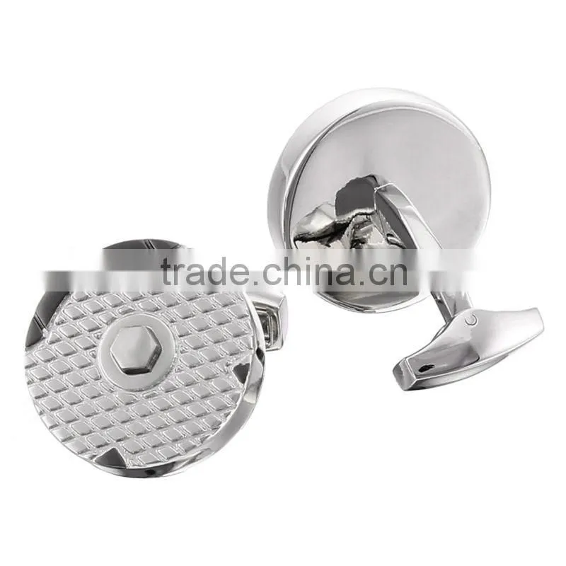 2015 hotsale round metal cufflinks with differenc plating bulk cufflinks