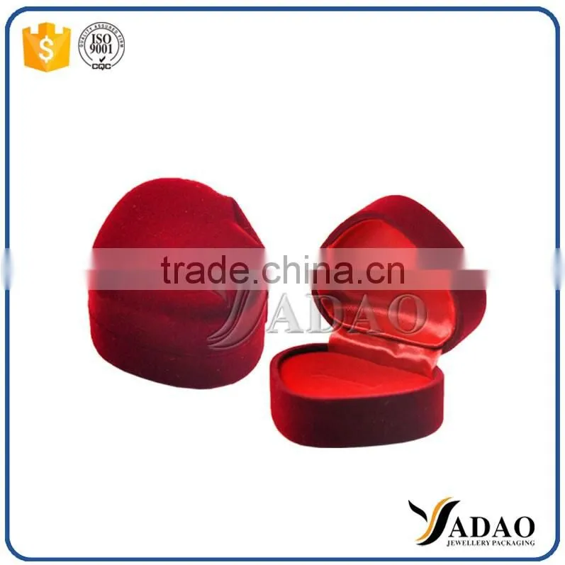 Fashion heart shape flocking jewelry packaging box wholesale
