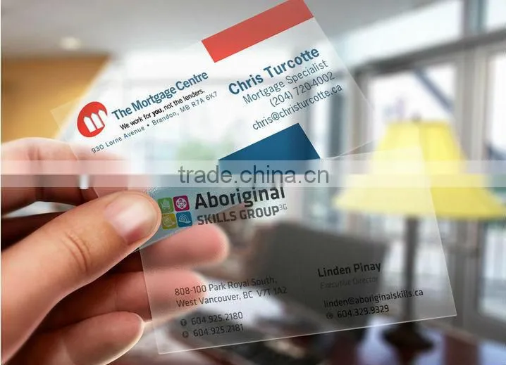 Low price free sample for testing Transparent Business Card