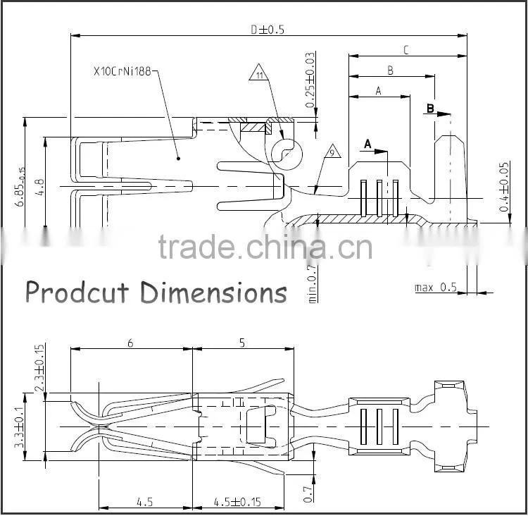 927839-2 Metal stamping amp pcb connection terminal