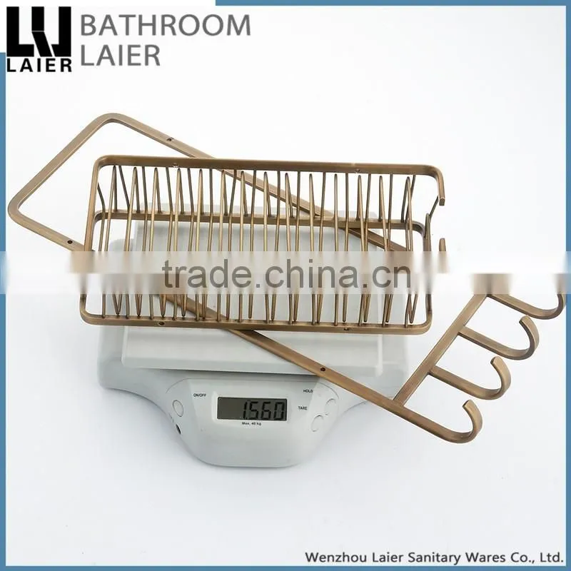 Simpe-style brass antique bronze plating with hook wall mounted Bathroom accessories double corner basket