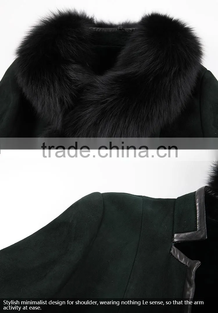 Top Grade Winter Women's Long Real Black Sheep Fur Coat Made In China