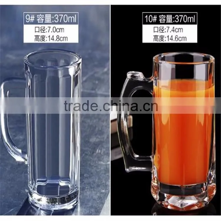Promotional Custom Design Tall Glass Beverage/Glass Beer Mug With Handle
