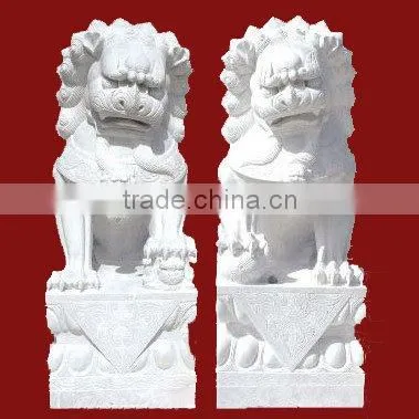 outdoor stone lion carving