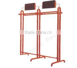 wooden clothes and shoes display rack/Wooden double side shoe rack