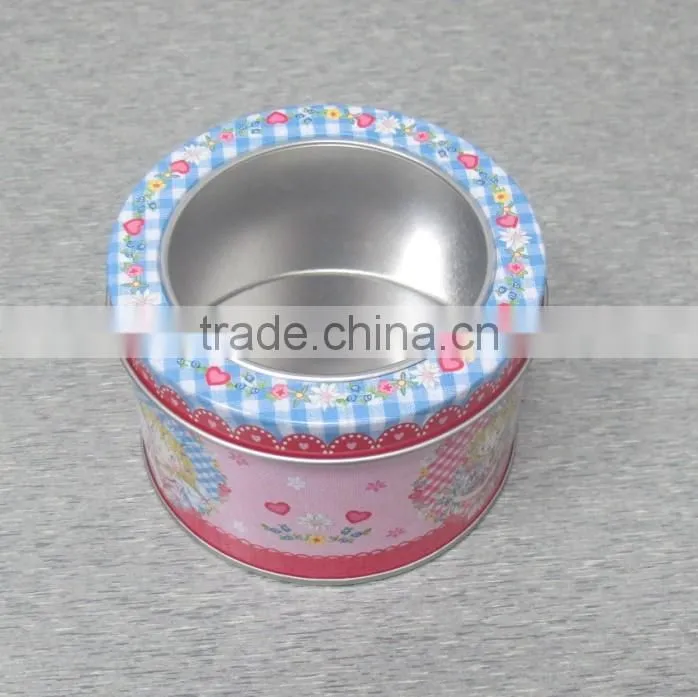 China wholesale fashion round shape PVC window lid Christmas gift tin box wholesale