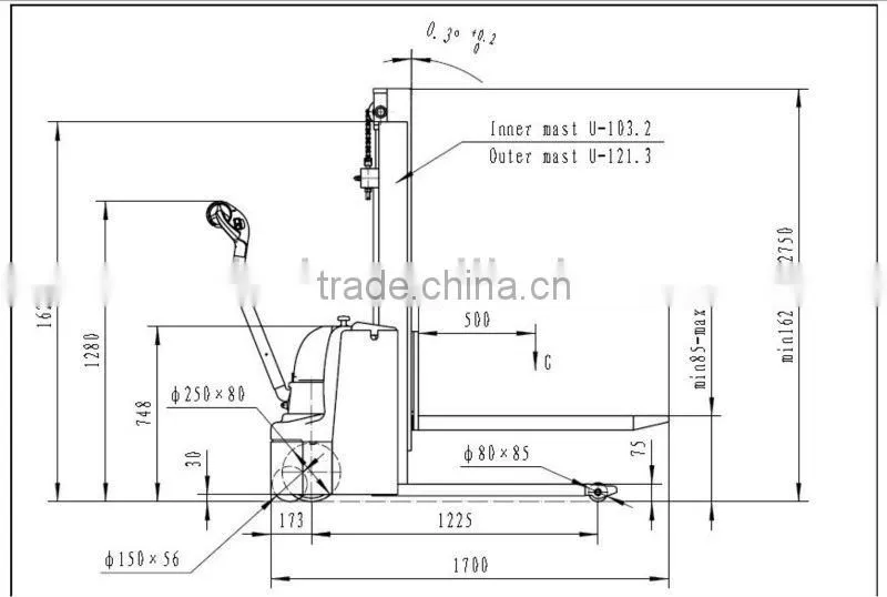 1.2T narrow mast equipment power forklift VH-NPST battey forklift