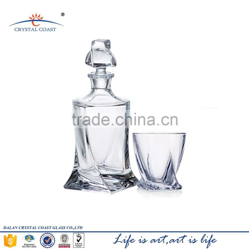 Machine pressed glass luxury dinner set, glass unique wine decanter set