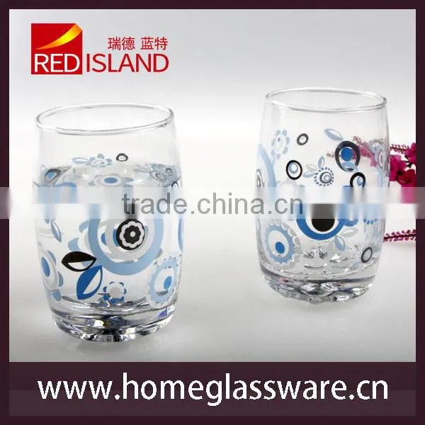 Classic Healthy Glass Drinking Tumbler,Blue ocean style Printing Energetic Glass Cup
