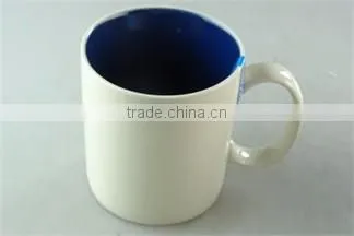 Cheap Stock 400ml ceramic stoneware two-tone square colorful coffee cup mug wholesale