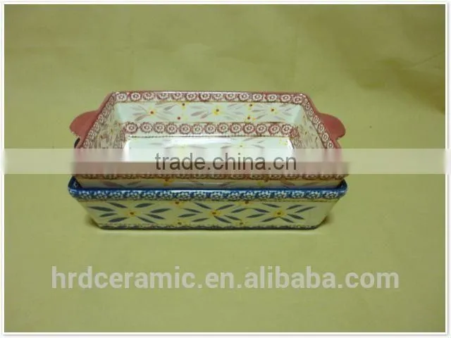 stock ceramic Microwave safe porcelain square ovenware with handle