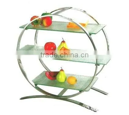 Round garret 3 layer Stainless steel buffet display shelf