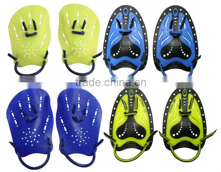 yellow swimming hand paddles