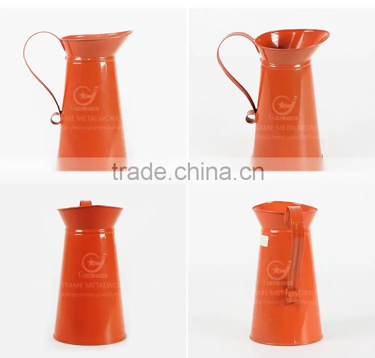 homeware galvanized powder coating orange water metal jugs with handles jug for flower